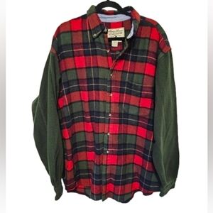 Eddie Bauer Vintage Wool Blend Red and Green Plaid Shirt Men's Size XL